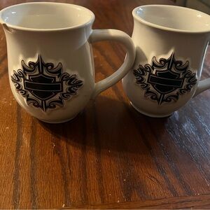 Harley-Davidson White Mugs with Black Logo